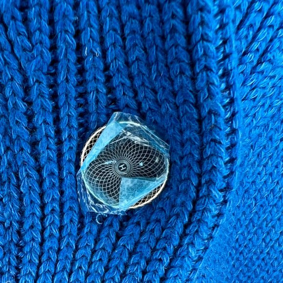 Hermes NWT Cashmere & Cotton Shawl Collar Cardigan EU 40 Blue Smalt Sweater - Picture 11 of 14